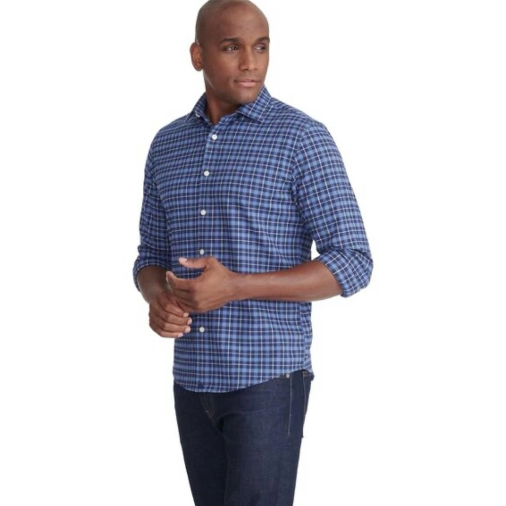 UNTUCKit Men’s Long Sleeve Blue Plaid Button Front Shirt Size XXL